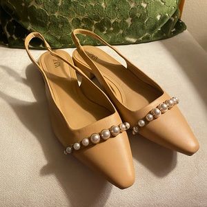 Zara Pearl Slingback Flats